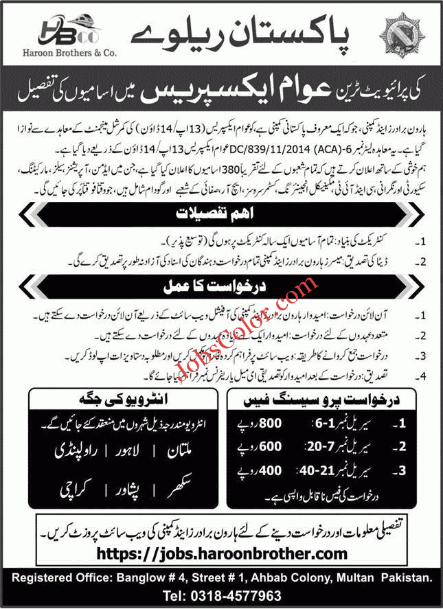 Haroon Brothers & Co Railway Jobs 2024